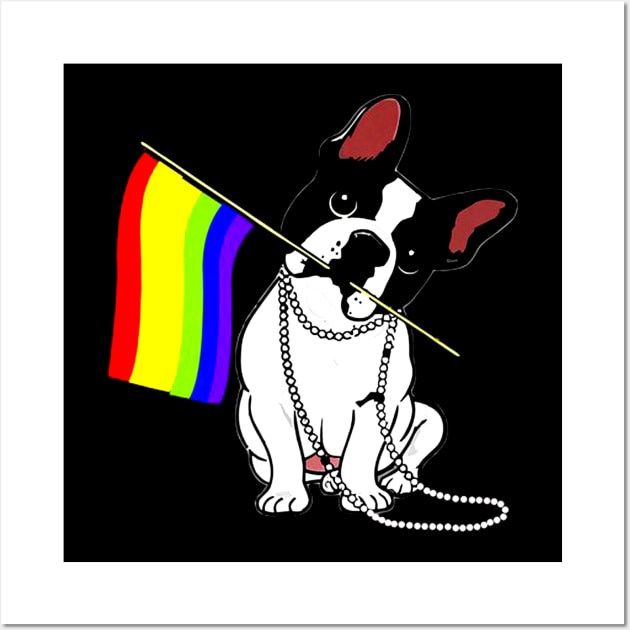 Pull Dog Rainbow Flag Costume Gift Wall Art by Pretr=ty